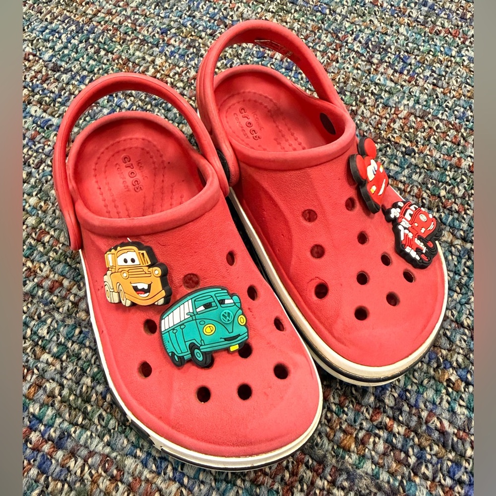 CROCS Kids' Red Classic Clogs with Cars Character Charms - Picture 5 of 12